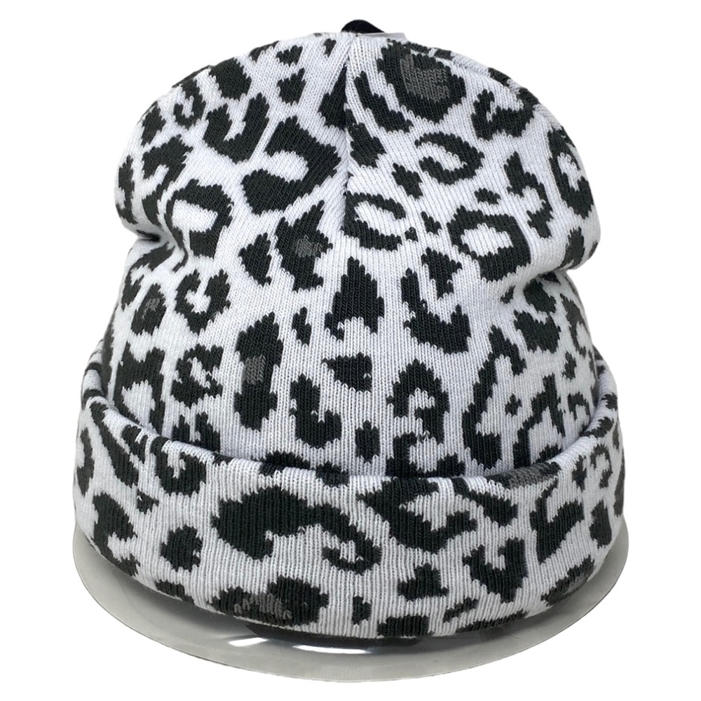 VANS Kids Snow Leopard Beanie Black Gray White Knit Hat One Size VN00036UBDS
